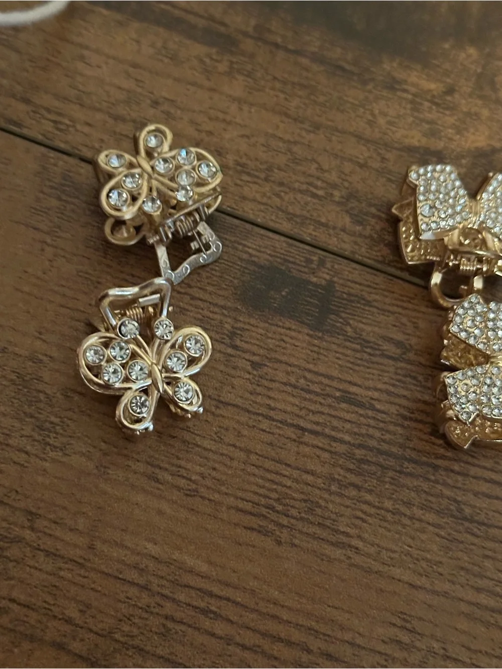 Goldtone Crystal Butterfly hairclips